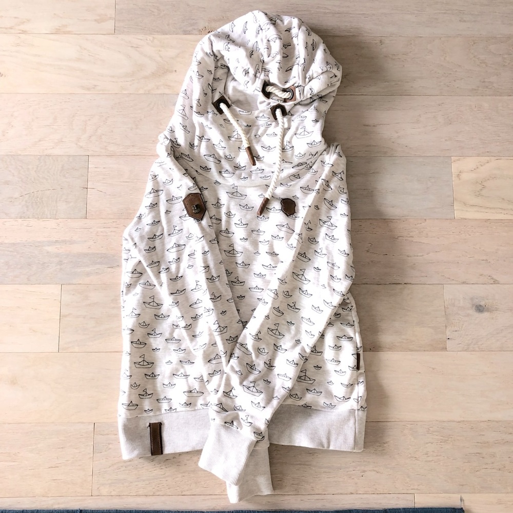 Naketano paper boats hoodie fits medium